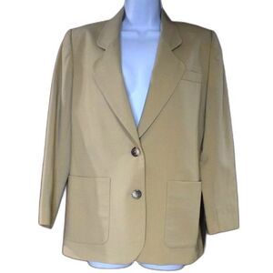 Talbots Women's Wool Blazer Suit Jacket Petite Size 4P Tan Beige Preppy Office